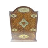 Unusual Victorian oak writing box with intricately decorated brass mounts
