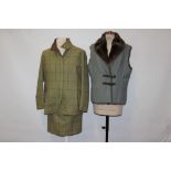 Ladies tweed skirt suit by Equetech and tweed faux fur lined gilet by Jack Murphy both size 18