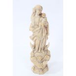 18th / 19th century Goanese carved ivory figure of the mother and child