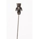 Edwardian silver teddy bear hat pin