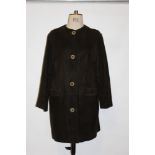 Ladies 1960's Brown Suede 3/4 Collarless Coat. size 12