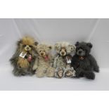 Charlie bear selection including Charlie Hug No6, Charlie 2012, Dreamer, Charlie Hug No2, Amy, Ming,