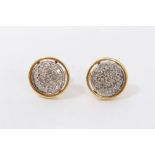 Pair gold 18ct diamond set circular stud earrings