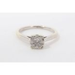 White gold 9ct diamond flower head cluster ring