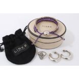Links of London bracelet in original pouch and box together with a pair of silver hoop earrings and