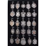 Collection twenty five Late Victorian and Edwardian silver watch fobs (25)