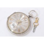 Victorian silver open face fusee pocket watch with silver and gilt dial , engraved ‘George Webb,