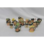 Seventeen Royal Doulton character jugs including The Engine Driver D6823, The Fireman D6839, The