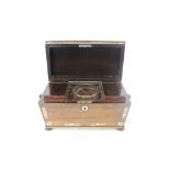 Victorian Rosewood tea caddy with inlaid mother of pearl decoration
