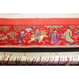 Chinese embroidered silk banner, early 20th century. Depicting Emperor, Empress, Gods and Deities.
