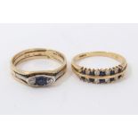 Two gold (18ct) sapphire and diamond rings