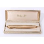 1960s 9ct gold Parker “51” fountain pen with engine turned decoration and vacant cartouche,