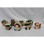 Eight Royal Doulton character jugs - Queen Mary I D7188, Toby Philpots D5736, Louis Armstrong D6707,