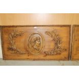 Pair of pine panels of rectangular form, with applied classical style decoration (2)
