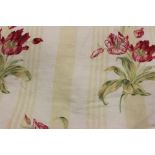 Two pairs of good quality curtains. Cream with red floral design. Pinch pleat headings and