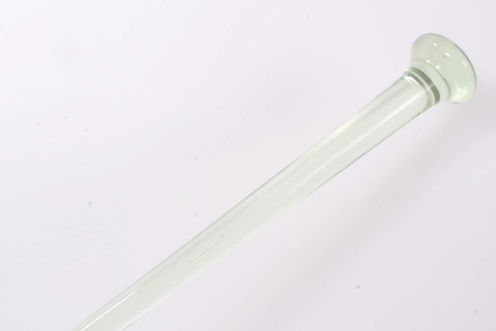 Unusual late 19th/early 20th century solid clear glass walking stick with knop handle, 89cm overall