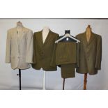 Green Tweed suit and pale green blazer by Magee, Herringbone tweed jacket by Baden, cream and pale