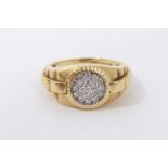 18ct gold and diamond ring with pavé set diamonds in Rolex style setting. Finger size P1/2