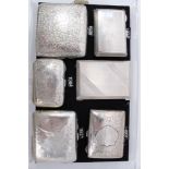 Six Edwardian and later silver cigarette cases