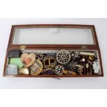 Collection of Victorian costume jewellery together with mauchlin ware sewing shuttle and other