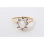 Gold 9ct moonstone and diamond ring