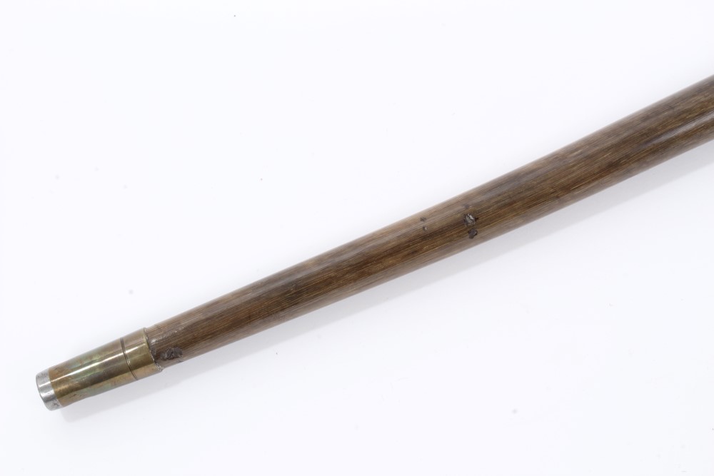 Late 19th/early 20th century Rhino Horn walking stick with metal collar and integral rondel handle, - Image 7 of 7