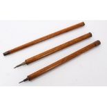 Unusual late 19th century/early 20th century three piece pen, pencil and inkwell walking cane,