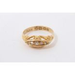 Victorian gold 18ct diamond five stone ring in scroll setting