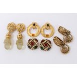 Four pairs of 1980s fashion gilt earrings/earclips