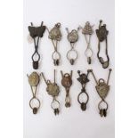 Collection of 10 antique Victorian and later ladies' skirt lifters, including ones with figural