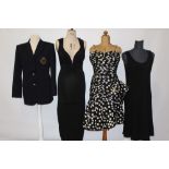 Black evening gown by Ritmo di Perla, Paul Blano polka dot gown, black dress by Pallant, two skirt