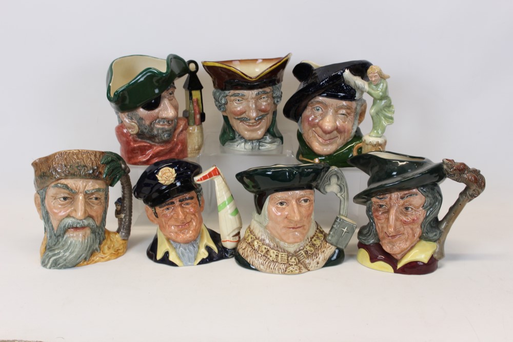 Royal Doulton Character Jugs - Pied Piper D6403, Yachtsman D6820, Sir Thomas More D6792, Robinson