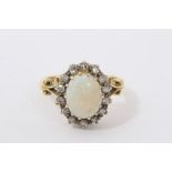 Gold 18ct opal and diamond cluster ring