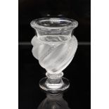 Contemporary Lalique crystal Ermenoville pattern vase, signed Lalique, France on base, 14.5 cm high
