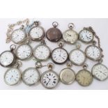 Collection pocket watches including military, railway and Braille