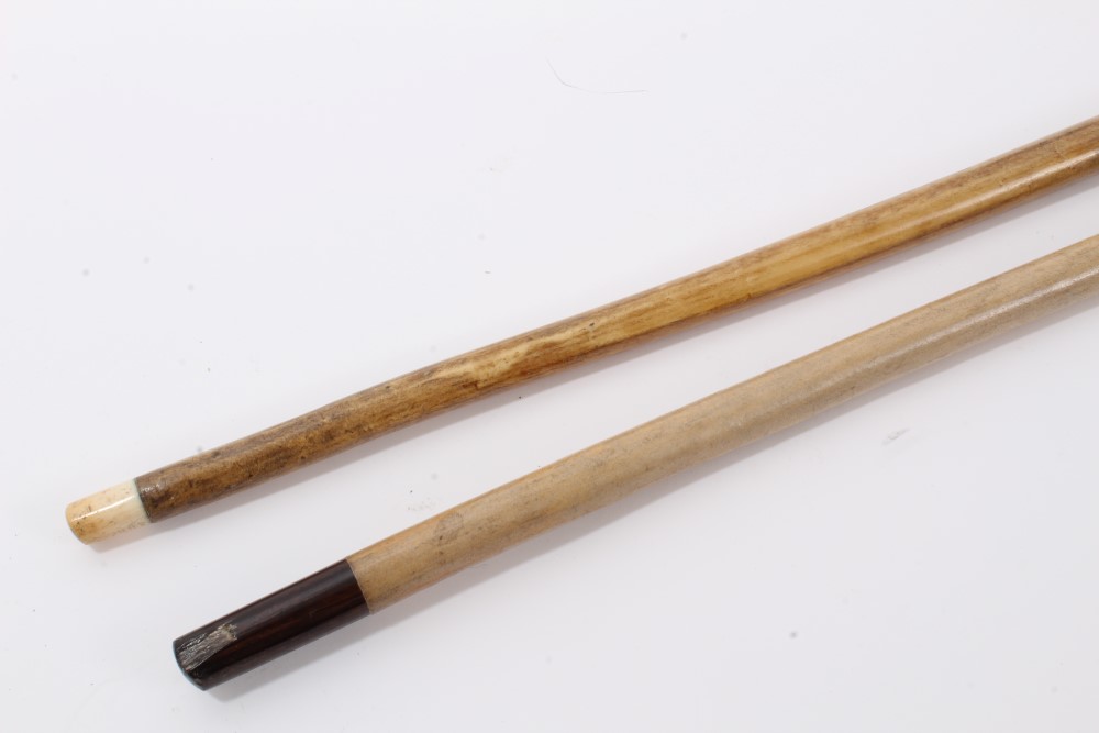 Unusual walking stick with heavy pale wood shaft, white metal collar and turned ivory handle, - Image 8 of 8