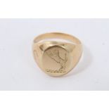 Yellow metal signet ring