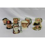 Eight Royal Doulton character jugs - The Fireman D6697, Catherine of Aragon D6643, The Lawyer D6498,