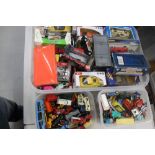 Diecast boxed and unboxed selection in three boxes including Matchbox etc