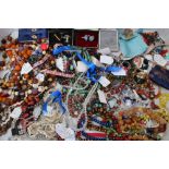 Collection of vintage bead necklaces and other costume jewellery