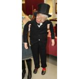 Papier mâché ventriloquist dummy in top hat and evening wear, c1920's.