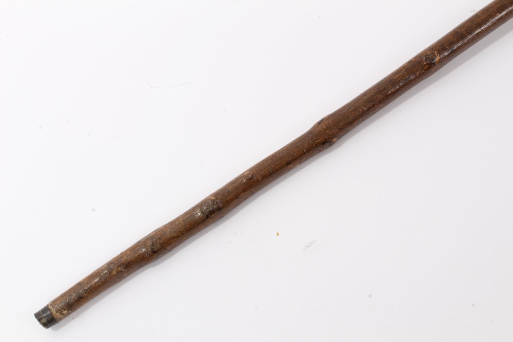 Unusual First World War period natural hazel walking stick inset with Edward VII and George V - Image 8 of 8