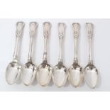 Composite set of six Georgian silver King's pattern with Union shell heel tea spoons