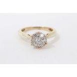 white gold 9ct diamond seven stone flower head cluster ring