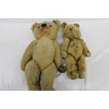 Two vintage mohair teddy bears one with mechanical opening mouth.