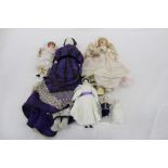 Selection of Antique Dolls including large Victorian white china doll with black moulded and