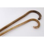 Early Edwardian Brigg "fertility" walking stick made from a bull's pizzle with crook handle and