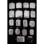 Collection seventeen late Victorian and Edwardian silver vesta cases and silver mounted nut vesta