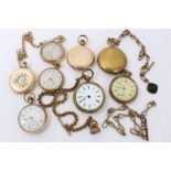 Group gold plated and gilt metal cased pock watches