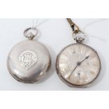 Victorian silver hunter pocket watch with fussed key wind movement signed B.Boese ,